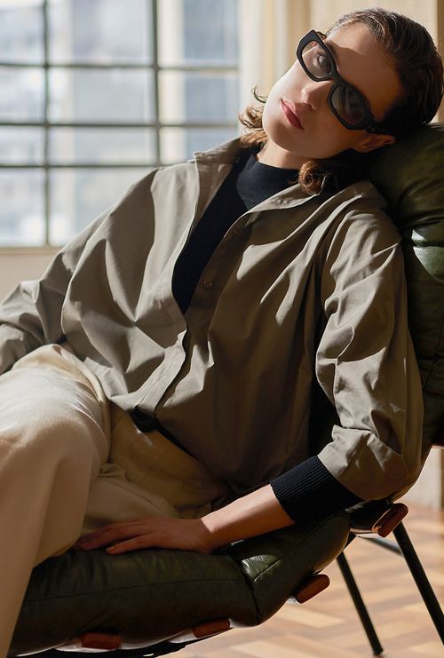 Camisa dinant tricoline de algodão assimétrica fendi