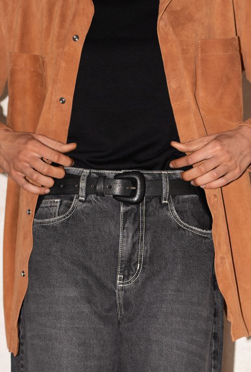 Cinto Badain Básico Couro Liso Preto