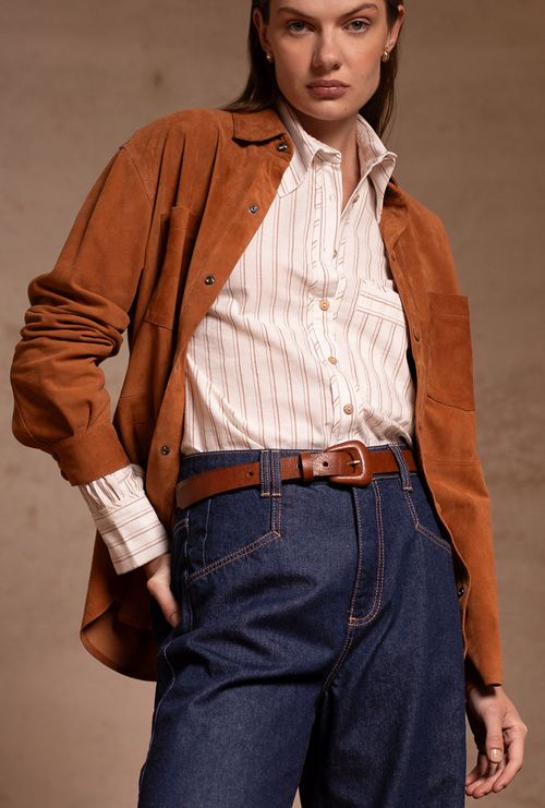 Cinto Badain Básico Couro Liso Caramelo