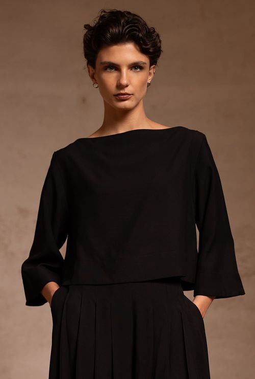 Blusa Cals Crepe Patou preto
