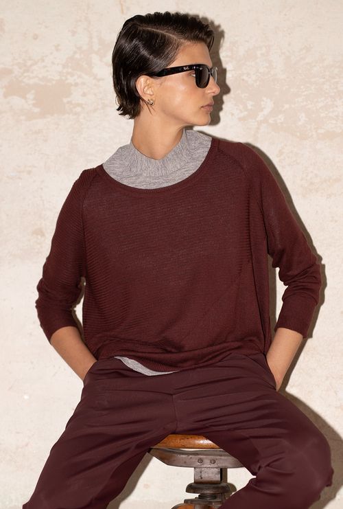 Blusa Futuna Tricot Bordeaux