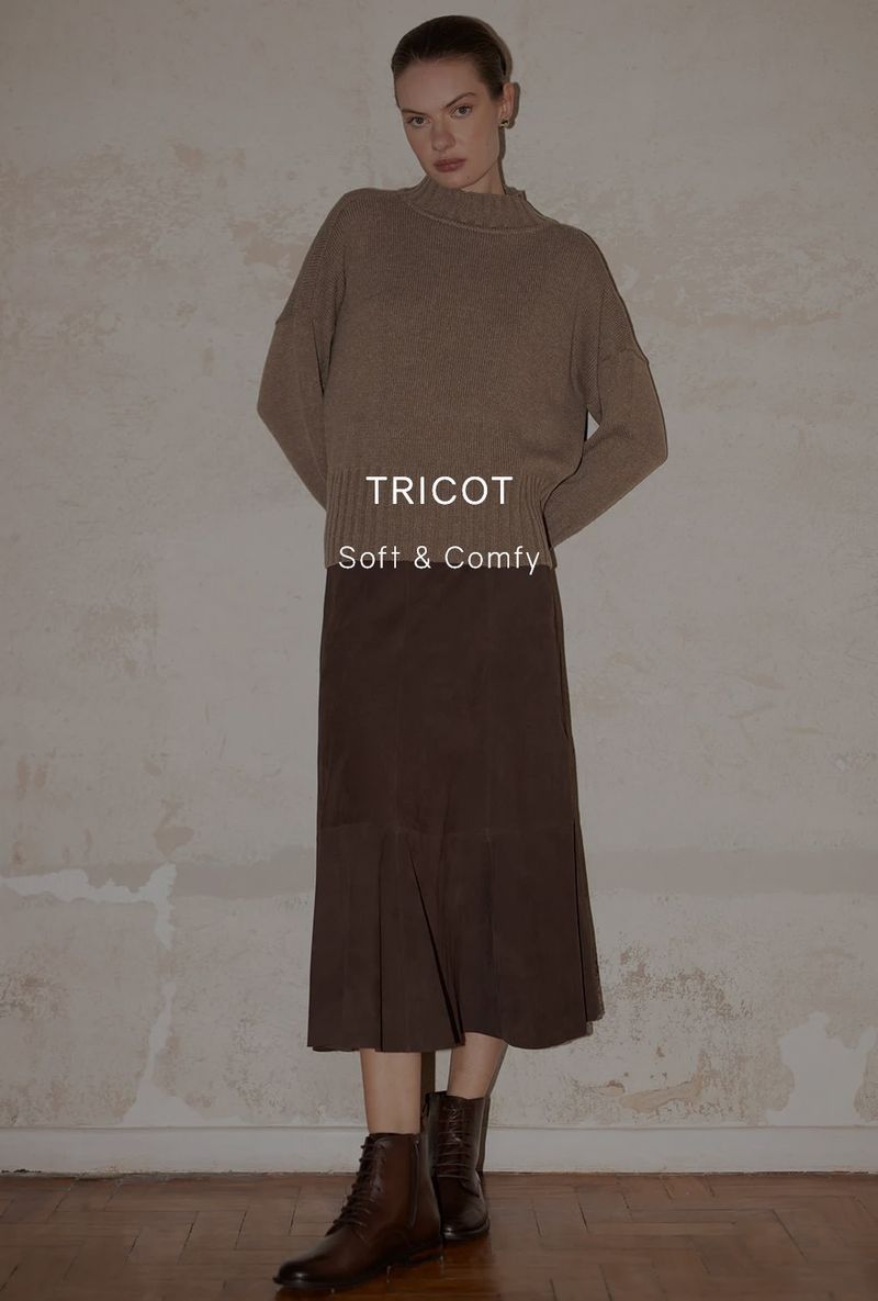Blusa Honshu Tricot Gola Alta Kaki Mescla certificado