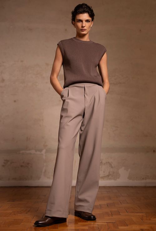 Calca Alfaiataria Reta Cascade Fume