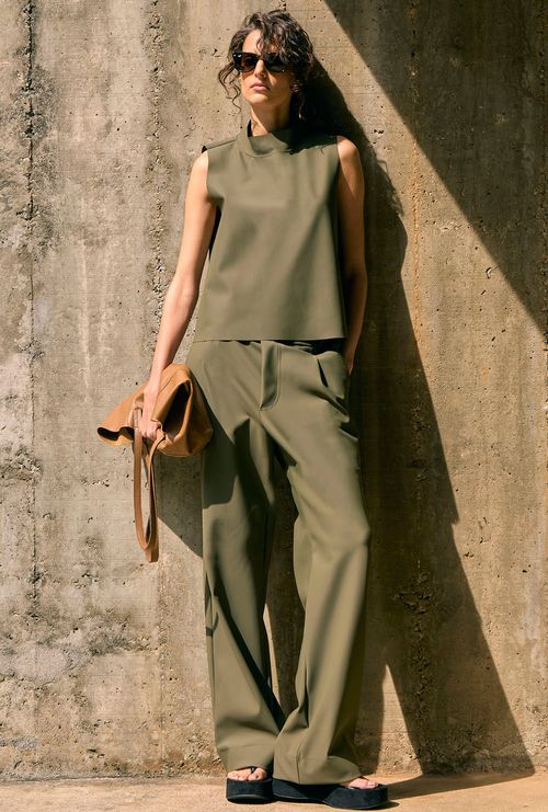 Calca Alfaiataria Reta Cascade Verde Musgo