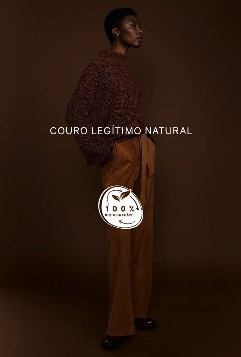 Calca de Couro Chamois Fenua Caramelo certificado