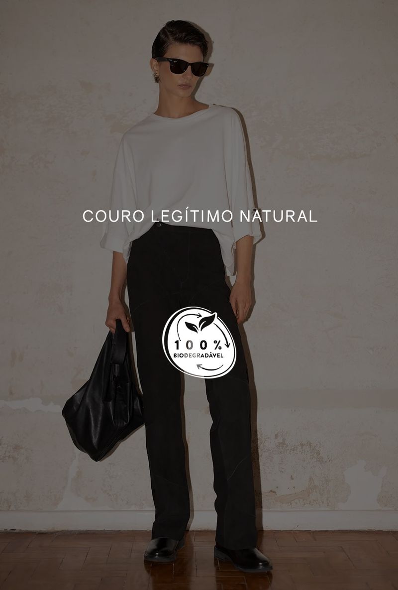 Calca de Couro Chamois Gorong Preto