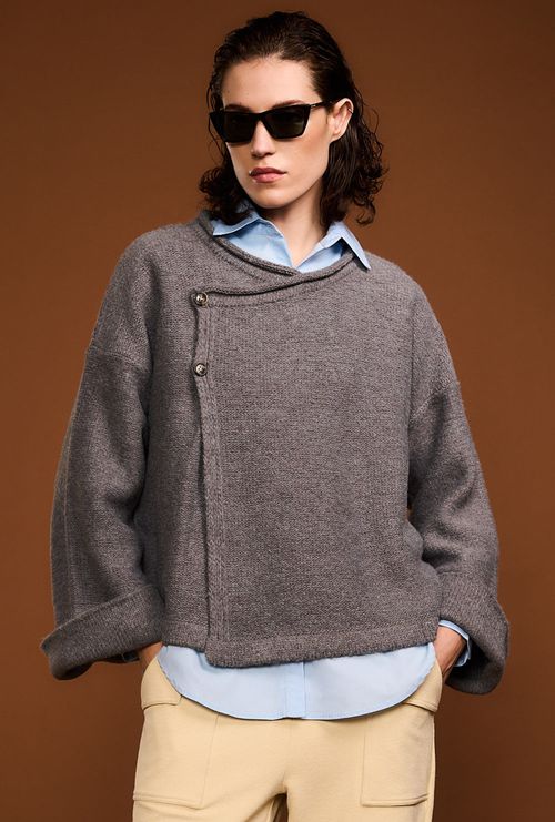 Casaco Barth Tricot Cinza Grafiato