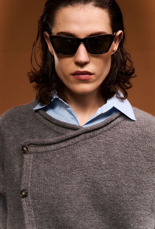 Casaco Barth Tricot Cinza Grafiato