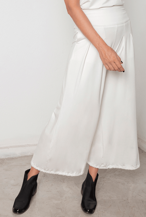 Calça Limerick Moletinho Modal Ampla Off White