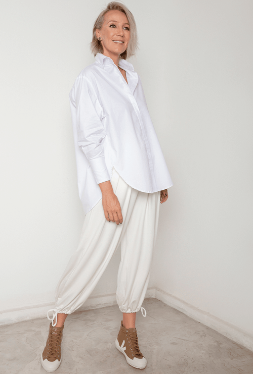 Calça Limerick Moletinho Modal Ampla Off White