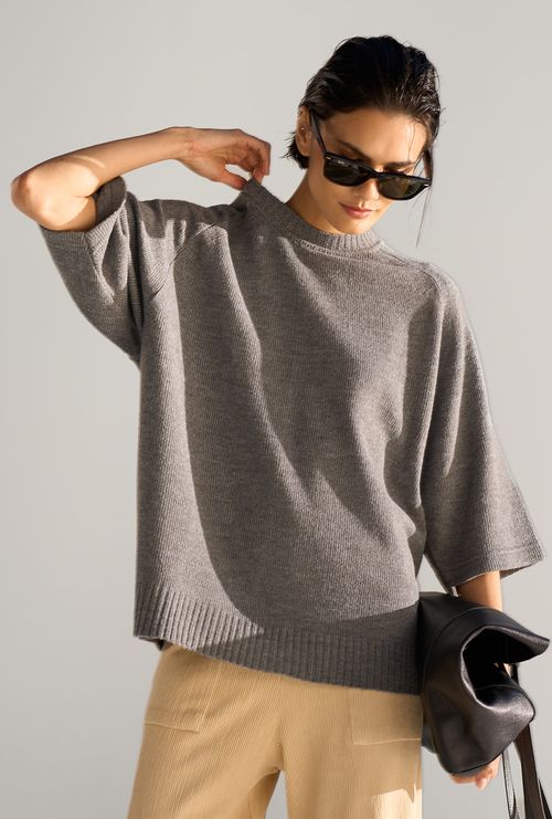 Blusa Evans Tricot Cinza Mescla