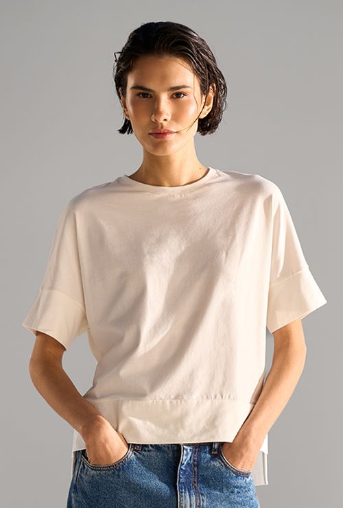 T-Shirt Elmali em Algodão Egípcio Off White