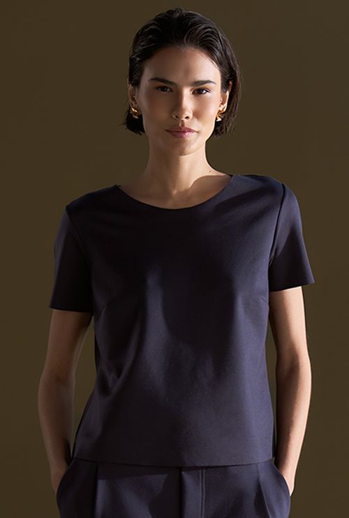 Blusa La Mona Lyocell Azul Noite