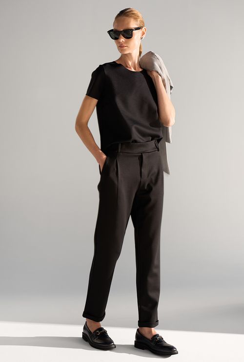 Calça Navarro Alfaiataria Malha em Lyocell Preto