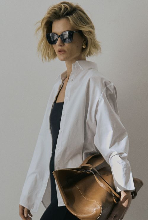 Camisa Dinant Tricoline de Algodão Assimétrica Branca