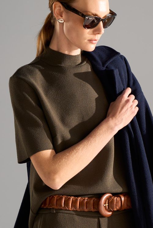 Blusa em Boucle Flint Verde Escuro