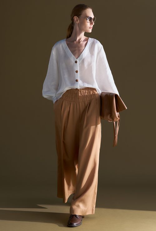 Calça Kalyves Lyocell Pantalona Bege
