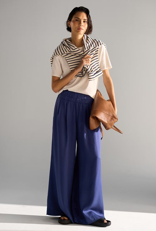 Calça Kalyves Lyocell Pantalona Marinho