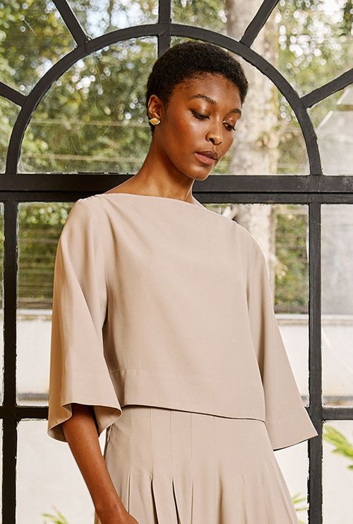 Blusa Cals Crepe Patou Gelo