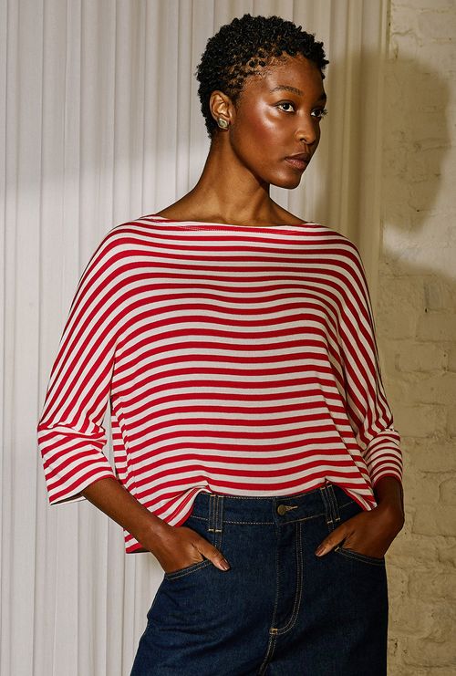 Blusa Organi Listra Vermelho