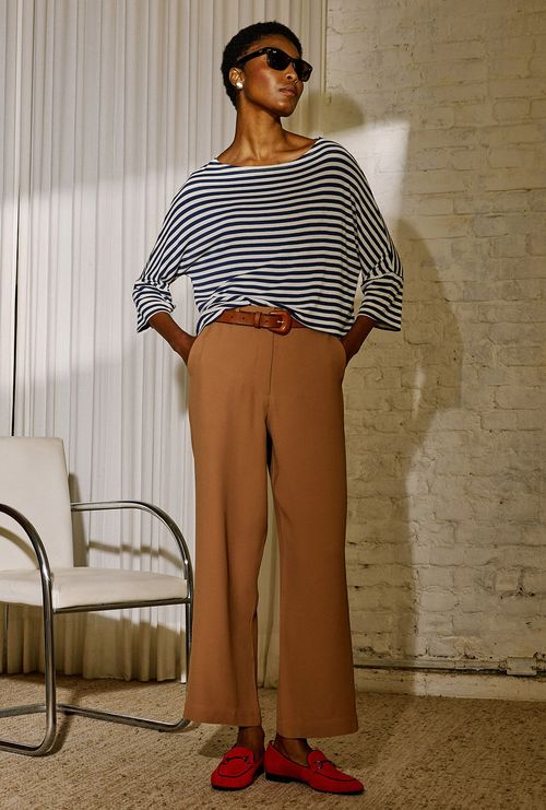 Calça Ingaro Alfaiataria Crepe Patou Castor