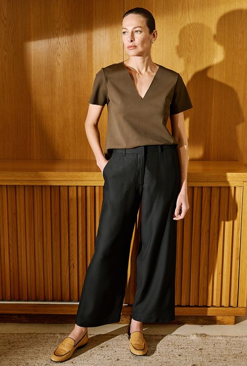 Calça Ingaro Alfaiataria Crepe Patou Preto