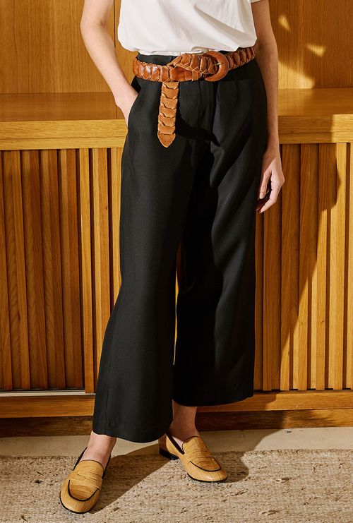 Calça Ingaro Alfaiataria Crepe Patou Preto