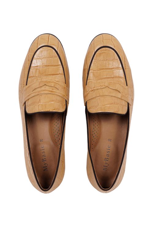 Mocassim Galati Croco em Couro Caramelo