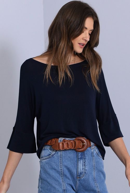 Blusa Organi em Modal Marinho