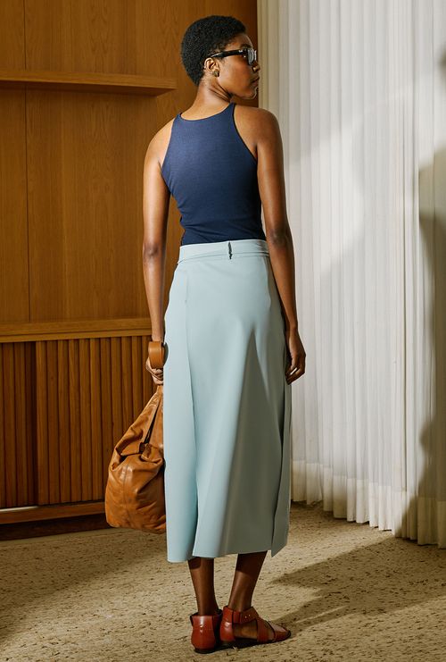 Saia Abecacia Midi Azul Ceu