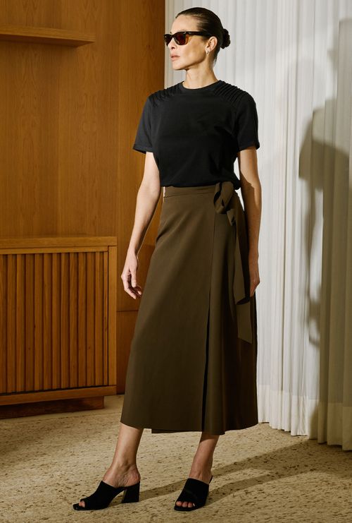 Saia Abecácia Midi Marrom