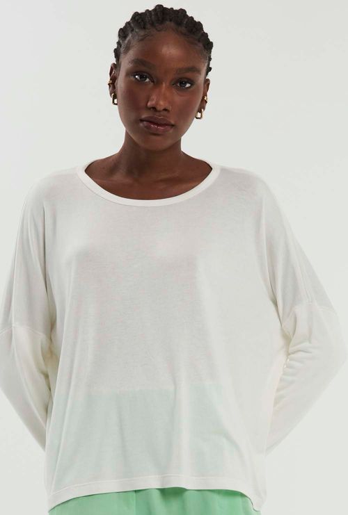Blusa New Badajoz em Modal Ampla Off White