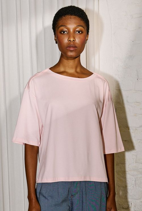 T-Shirt Genovesa em Algodão Pima Rosa Quartzo