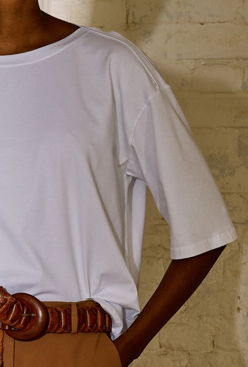 T-Shirt Genovesa em Algodão Pima Branco