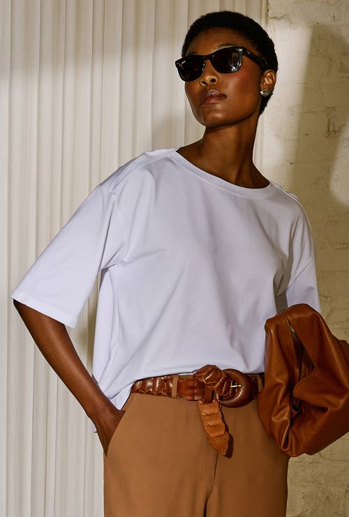 T-Shirt Genovesa em Algodão Pima Branco