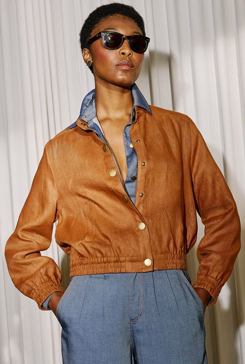 Jaqueta Iki em Linho Telha