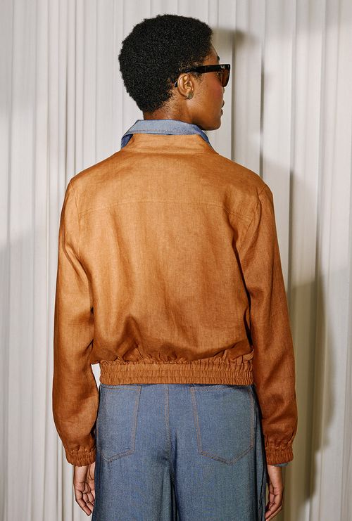 Jaqueta Iki em Linho Telha