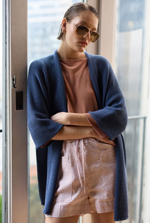 Kimono Açores Tricot Oversized Azul jeans