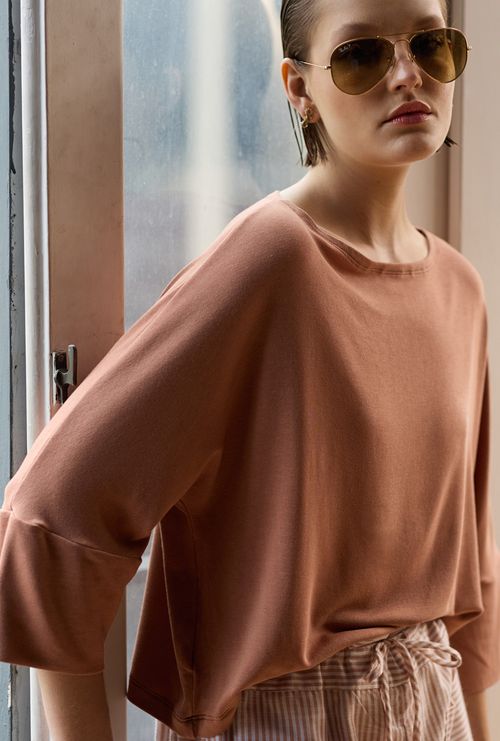 Blusa Organi Em Modal Rosa Blush