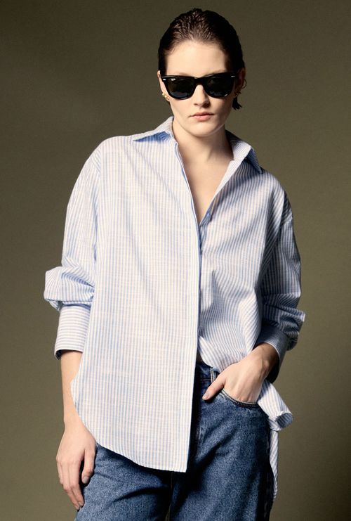 Camisa Doumeria Listras Azul Marinho