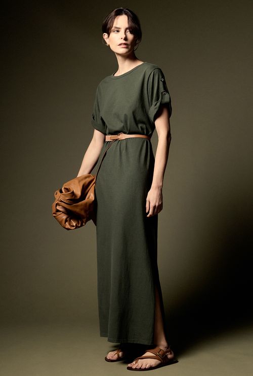 Vestido T-Shirt Cesciatto Verde Militar