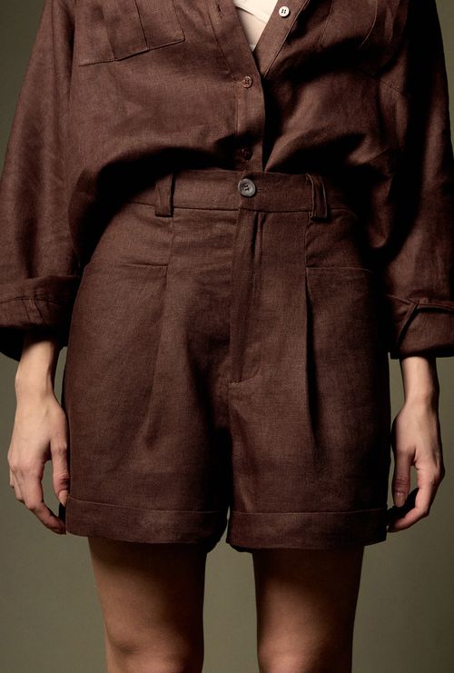 Shorts Marau Bolsos Embutidos Marrom