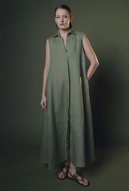 Chemise Longuete Evase Cies Verde Oliva