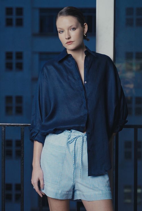 Shorts Girona Listrado Azul Ceu