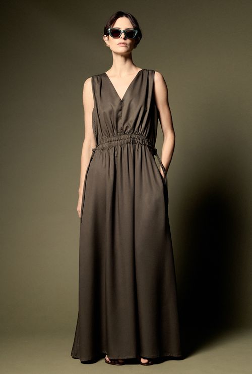 Vestido Juan Lyocell Gola V Verde Oliva