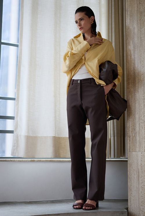 Calça Reta Slim Grand Cay Marrom Café