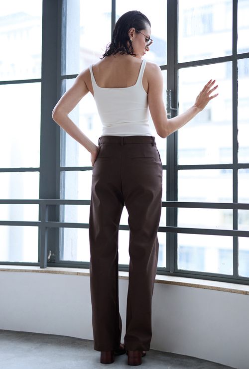 Calça Reta Slim Grand Cay Marrom Café