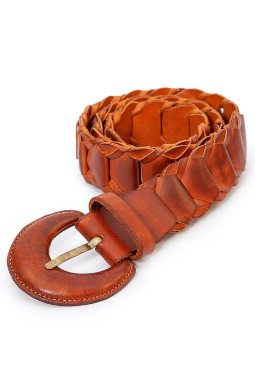 Cinto de Couro Dalas Trançado Caramelo