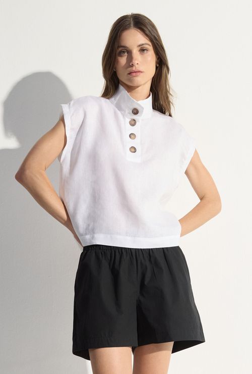 Shorts Haida Em Algodão Cós Elástico Preto