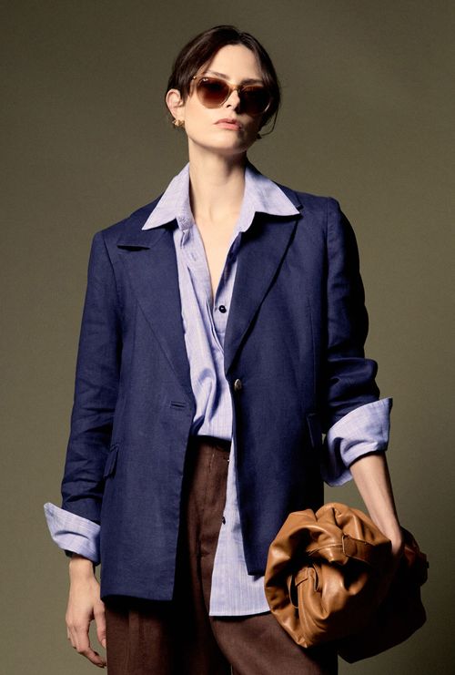 Blazer Imia em Linho Marinho